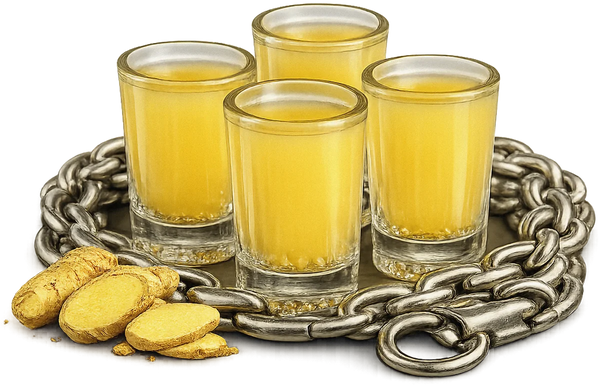 Griza ginger shots with Griza ginger base and lemon